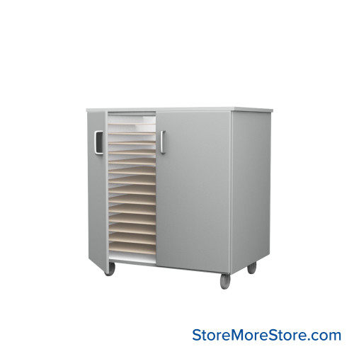 Mobile Folio Cabinet, 36" W x 39" H, Folio Storage w/ Doors, 2 Columns