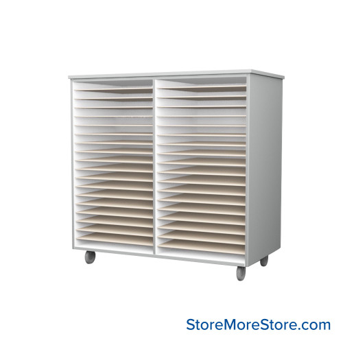 Mobile Folio Cabinet, 48" W x 48" H, Open Folio Storage, 2 Columns
