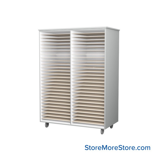Mobile Folio Cabinet, 48" W x 66" H, Open Folio Storage, 2 Columns