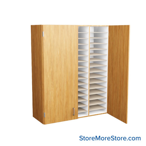 Folio Cabinet, 48" W x 60" H, Folio Storage w/ Doors, 3 Columns, Key Lock