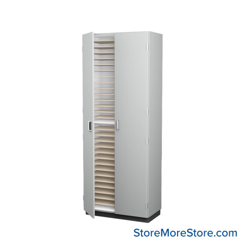 Music Filing Cabinet, 36" W x 90" H, Folio Storage w/ Doors, 2 Columns