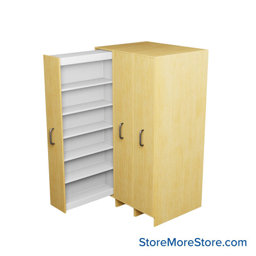 Pull-Out Music Storage Cabinet, 48" W, 3 Pull-Out Units, Right Facing Shelf Opening, Key Lock Pull-Out Music Storage Cabinet, 48" W, 3 Pull-Out Units, Right Facing Shelf Opening, Key Lock