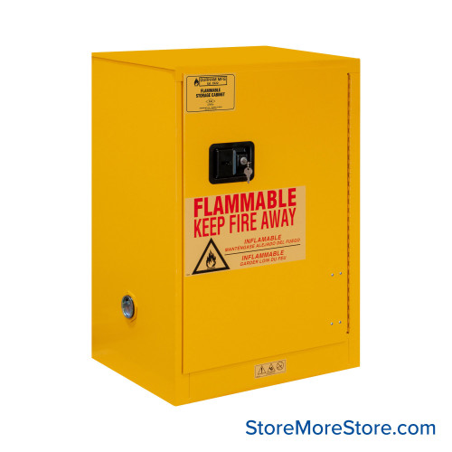 Flammable Storage Cabinet, 23" W x 18" D x 35" H, 12 gallons Capacity, Manual Door Flammable Storage Cabinet, 23" W x 18" D x 35" H, 12 gallons Capacity, Manual Door