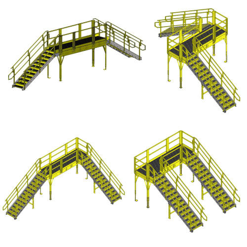 Crossover Platforms, 168" W x 93.25" H, 2 Stairways, Resindek