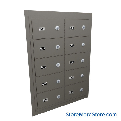 Flush Mount Wall Gun Safe, 25" W x 32.25" H, 10 Compartments, 2 Wide x 5 High, Master Key Lock Flush Mount Wall Gun Safe, 25" W x 32.25" H, 10 Compartments, 2 Wide x 5 High, Master Key Lock