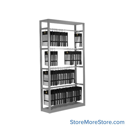 Gun Storage Shelves, 42" W x 12" D x 76.25" H, 4 Hanging Levels