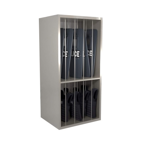 Riot Shield Storage, 36" Wide, Ventilated Door, Key Lock
