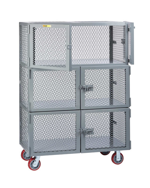 Wire Mesh Cabinet, 51" W x 31" D x 67.5" H, 3 Fixed Shelves, 6" Polyurethane