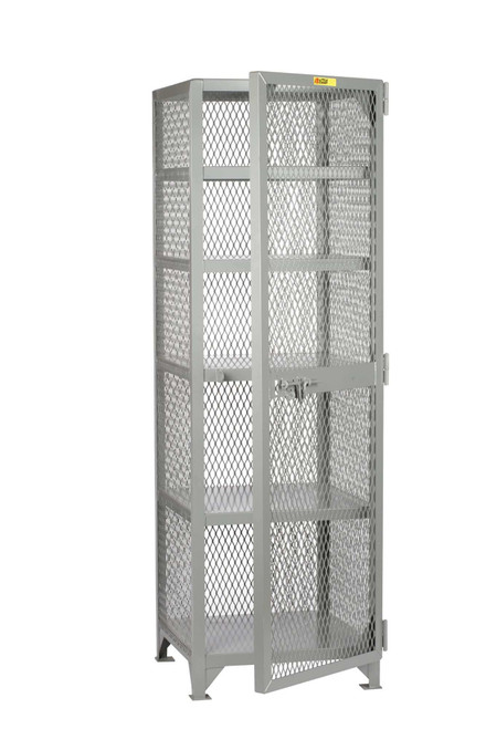 Wire Mesh Cabinet, 27" W x 25" D x 78" H, 5 Fixed Shelves, Foot Pads