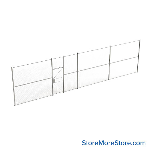 Wire Security Cage, 456" W x 2" D x 125.25" H, 1 Side, 3" Hinged Door