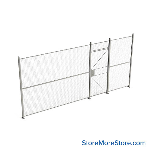 Wire Security Cage, 212" W x 2" D x 101.25" H, 1 Side, 3" Hinged Door