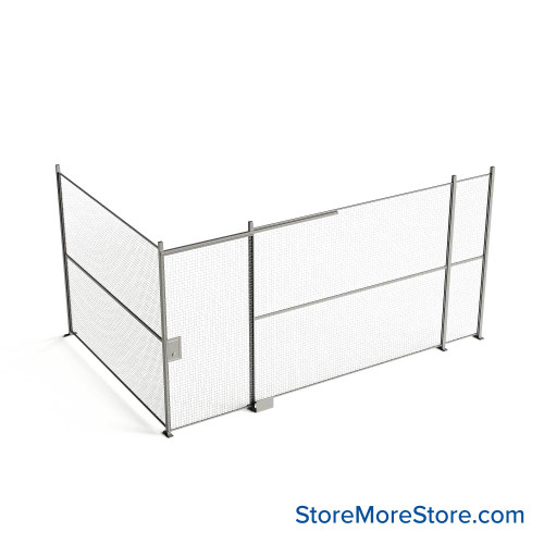 Wire Security Cage, 200" W x 124" D x 125.25" H, 2 Side, 4" Sliding Door