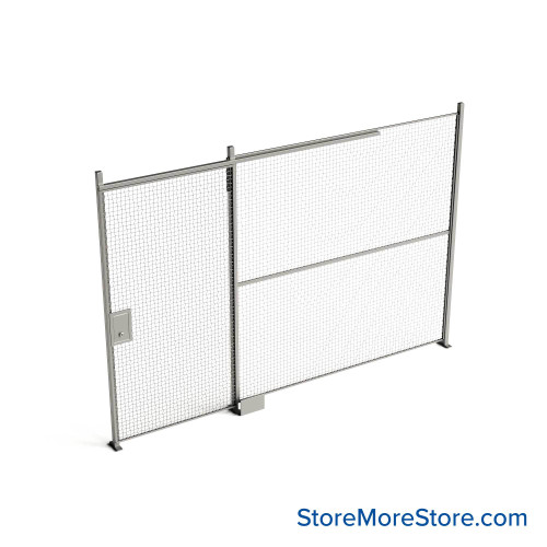 Wire Security Cage, 150" W x 2" D x 125.25" H, 1 Side, 4" Sliding Door