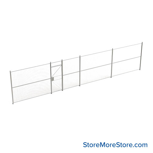 Wire Security Cage, 468" W x 2" D x 101.25" H, 1 Side, 3" Hinged Door