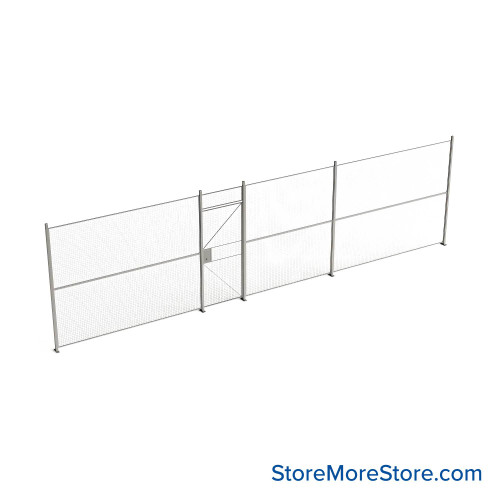 Wire Security Cage, 370" W x 2" D x 101.25" H, 1 Side, 3" Hinged Door
