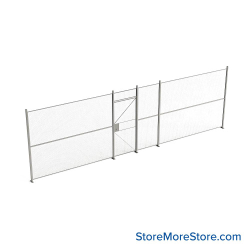 Wire Security Cage, 322" W x 2" D x 101.25" H, 1 Side, 3" Hinged Door