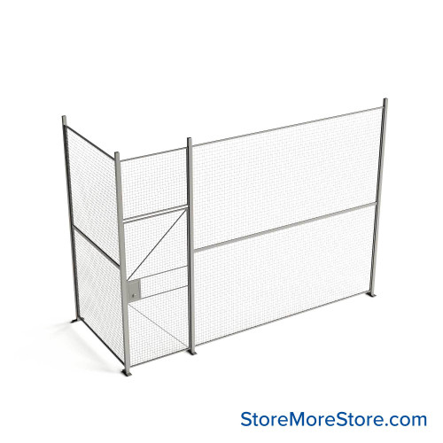 Wire Security Cage, 156" W x 64" D x 125.25" H, 2 Side, 3" Hinged Door