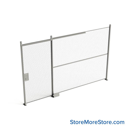 Wire Security Cage, 162" W x 2" D x 101.25" H, 1 Side, 4" Sliding Door