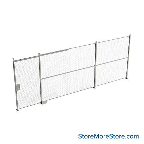 Wire Security Cage, 260" W x 2" D x 101.25" H, 1 Side, 4" Sliding Door