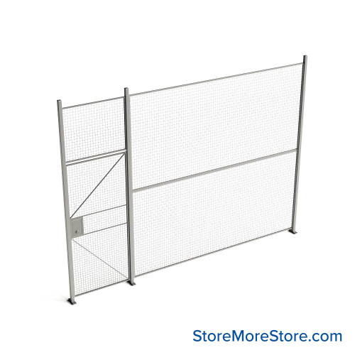 Wire Security Cage, 162" W x 2" D x 125.25" H, 1 Side, 3" Hinged Door