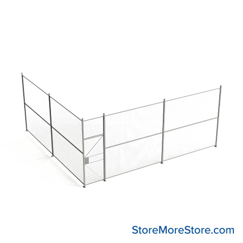Wire Security Cage, 272" W x 246" D x 125.25" H, 2 Side, 3" Hinged Door