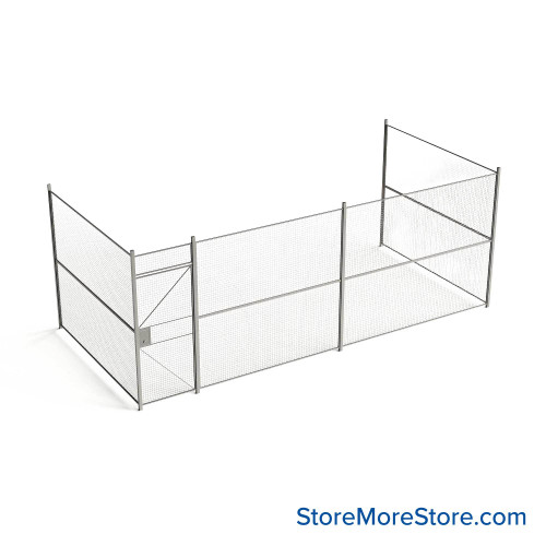 Wire Security Cage, 260" W x 124" D x 101.25" H, 3 Side, 3" Hinged Door