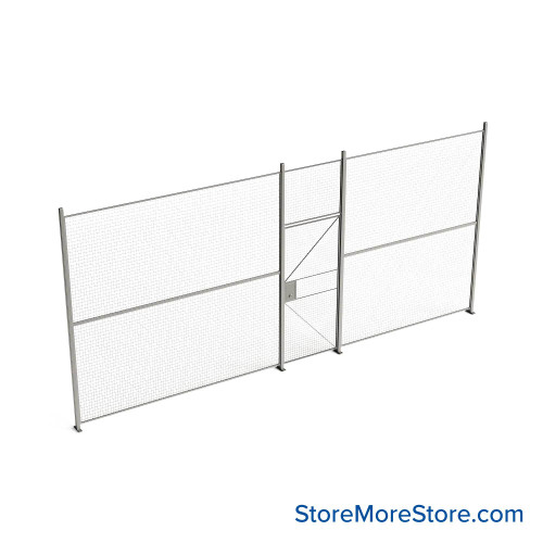 Wire Security Cage, 260" W x 2" D x 125.25" H, 1 Side, 3" Hinged Door