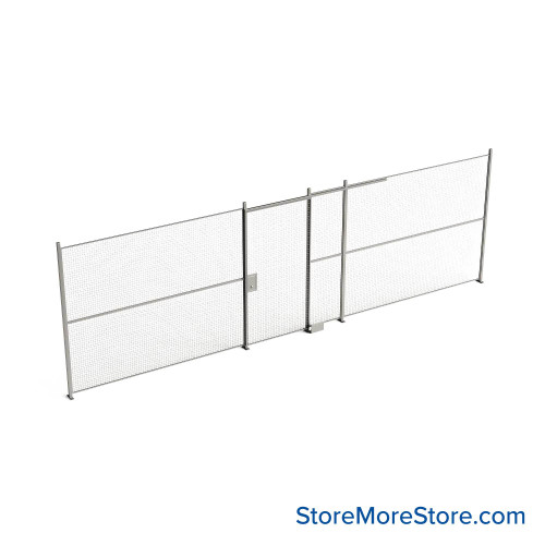 Wire Security Cage, 322" W x 2" D x 125.25" H, 1 Side, 4" Sliding Door