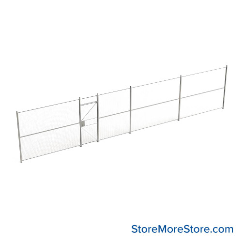 Wire Security Cage, 480" W x 2" D x 101.25" H, 1 Side, 3" Hinged Door