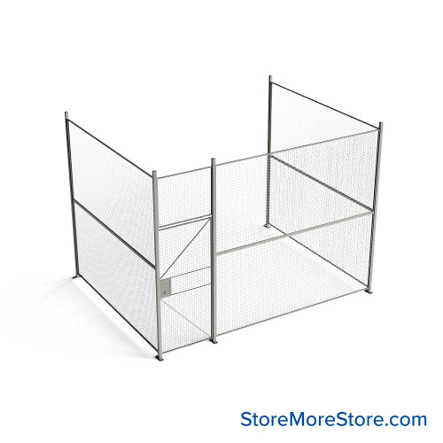 Wire Security Cage, 162" W x 124" D x 125.25" H, 3 Side, 3" Hinged Door