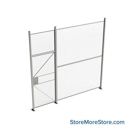 Wire Security Cage, 126" W x 2" D x 125.25" H, 1 Side, 3" Hinged Door