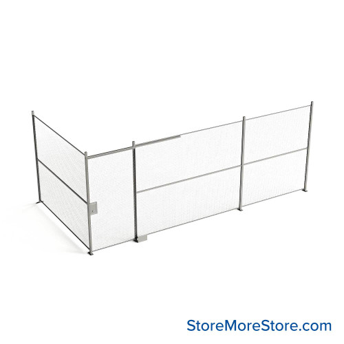 Wire Security Cage, 260" W x 124" D x 101.25" H, 2 Side, 4" Sliding Door