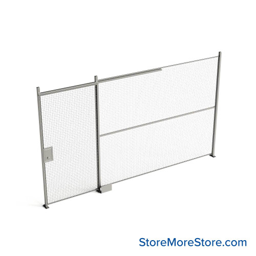 Wire Security Cage, 174" W x 2" D x 125.25" H, 1 Side, 4" Sliding Door
