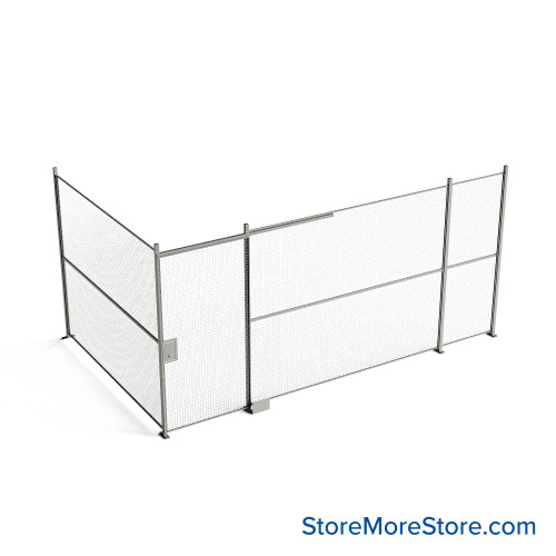 Wire Security Cage, 212" W x 124" D x 101.25" H, 2 Side, 4" Sliding Door