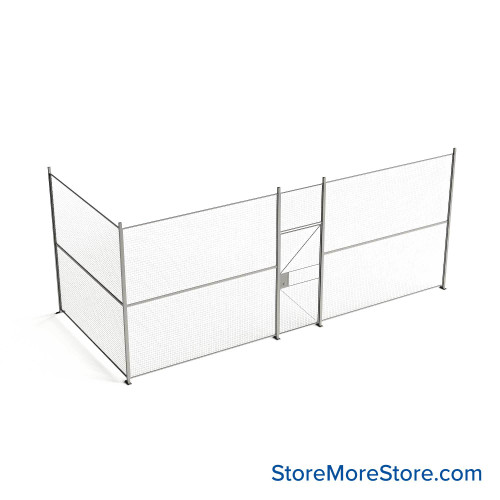 Wire Security Cage, 284" W x 124" D x 125.25" H, 2 Side, 3" Hinged Door