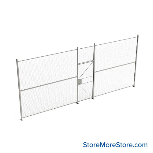 Wire Security Cage, 272" W x 2" D x 125.25" H, 1 Side, 3" Hinged Door