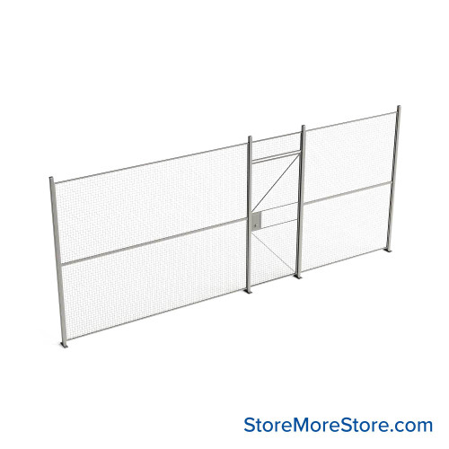 Wire Security Cage, 236" W x 2" D x 101.25" H, 1 Side, 3" Hinged Door