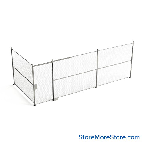 Wire Security Cage, 284" W x 124" D x 125.25" H, 2 Side, 4" Sliding Door