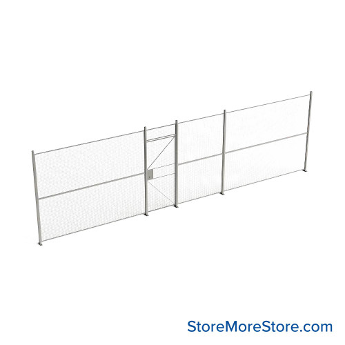 Wire Security Cage, 346" W x 2" D x 101.25" H, 1 Side, 3" Hinged Door