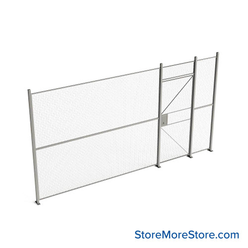 Wire Security Cage, 188" W x 2" D x 101.25" H, 1 Side, 3" Hinged Door