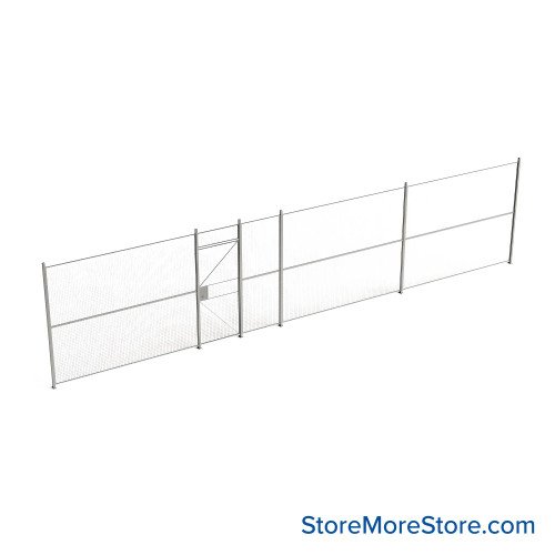 Wire Security Cage, 444" W x 2" D x 101.25" H, 1 Side, 3" Hinged Door