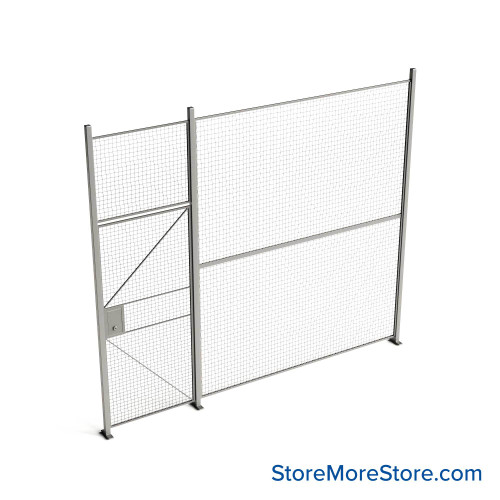 Wire Security Cage, 138" W x 2" D x 125.25" H, 1 Side, 3" Hinged Door