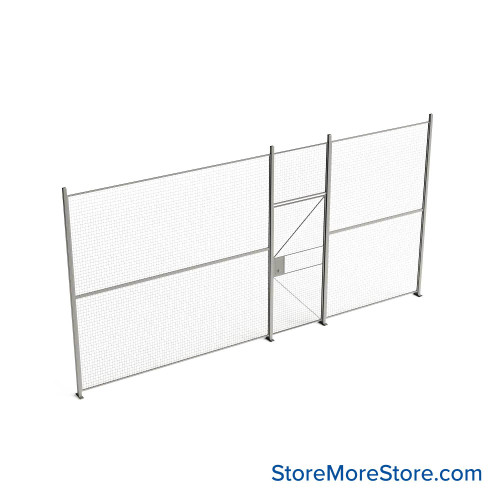 Wire Security Cage, 236" W x 2" D x 125.25" H, 1 Side, 3" Hinged Door