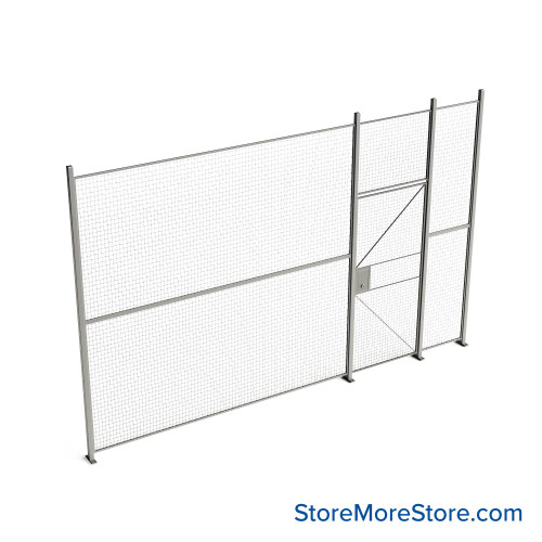 Wire Security Cage, 188" W x 2" D x 125.25" H, 1 Side, 3" Hinged Door