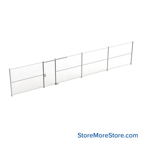 Wire Security Cage, 528" W x 2" D x 125.25" H, 1 Side, 4" Sliding Door