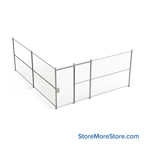 Wire Security Cage, 212" W x 246" D x 101.25" H, 2 Side, 4" Sliding Door