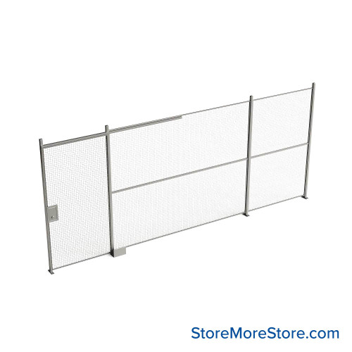 Wire Security Cage, 236" W x 2" D x 125.25" H, 1 Side, 4" Sliding Door