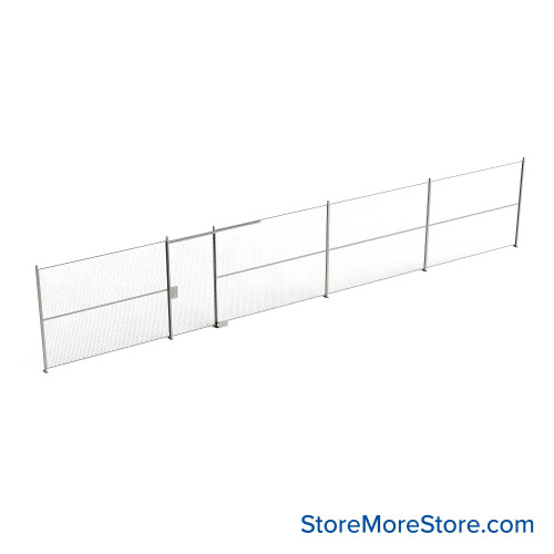 Wire Security Cage, 540" W x 2" D x 101.25" H, 1 Side, 4" Sliding Door