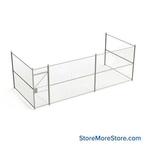Wire Security Cage, 284" W x 124" D x 101.25" H, 3 Side, 3" Hinged Door