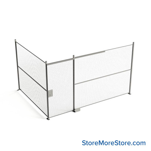 Wire Security Cage, 174" W x 124" D x 125.25" H, 2 Side, 4" Sliding Door